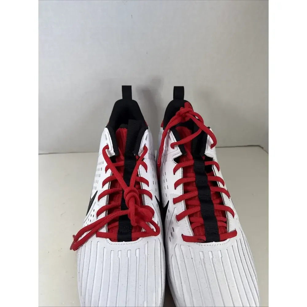 Nike Alpha Menace Strong Football Cleats White Red Black II5139-102 Men's Size 9